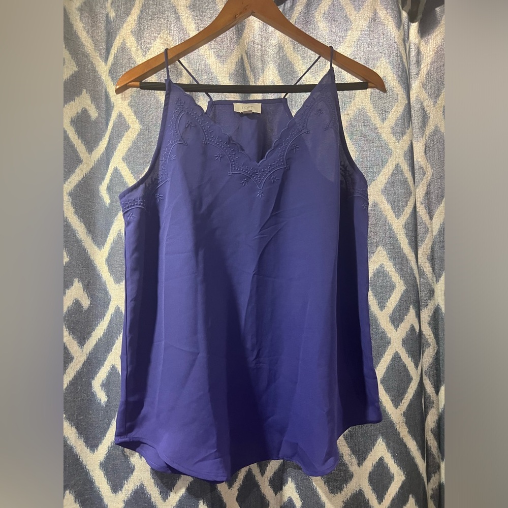 LOFT Blue V neck Blouse Size M